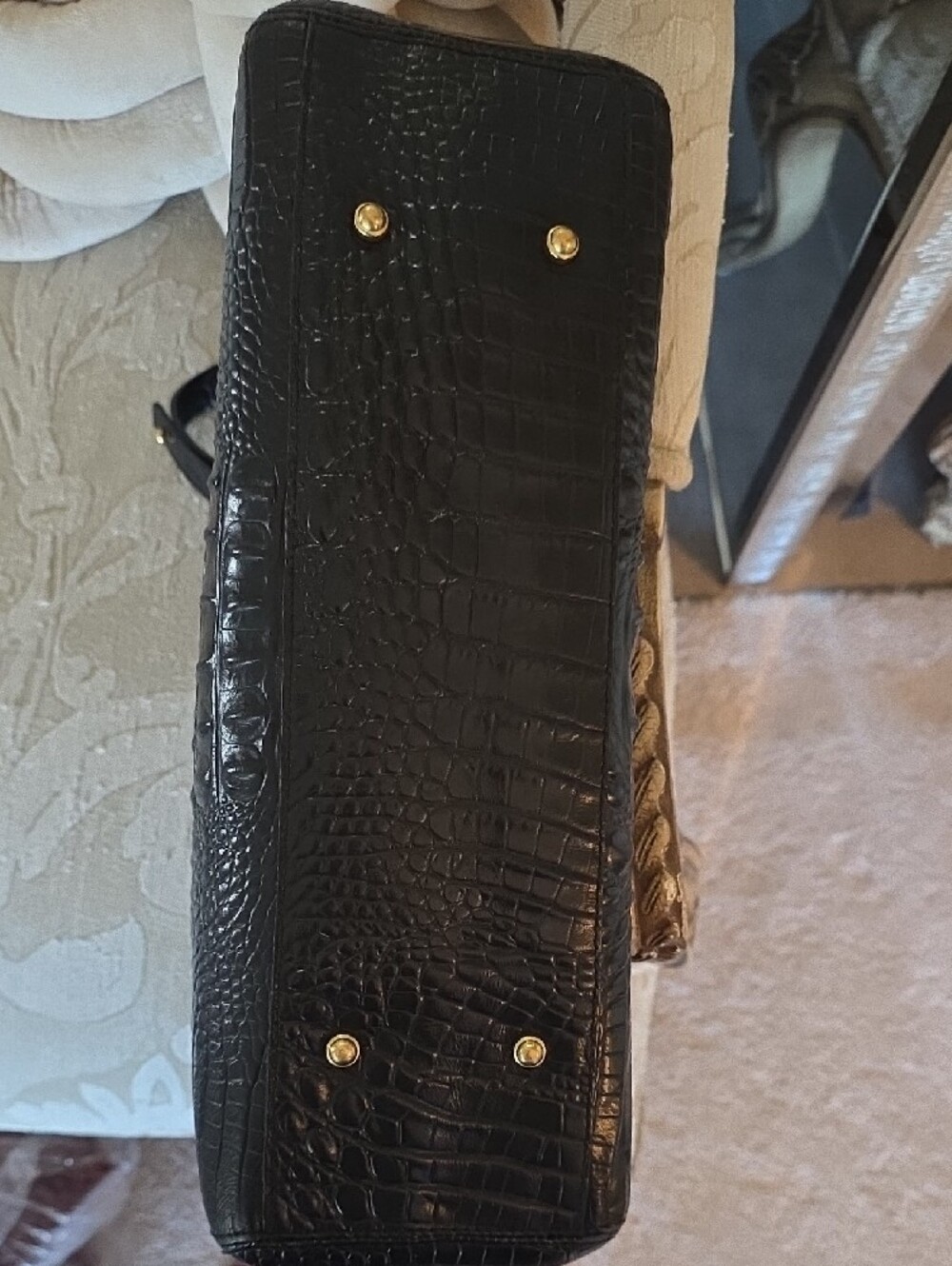 Brahmin Black Croc-Embossed Tote with Gold Accent - Picture 11 of 14